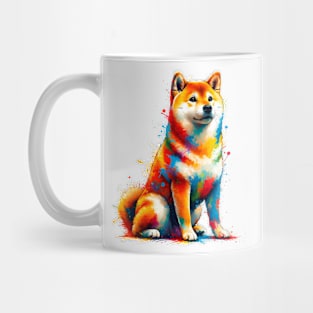 Vibrant Shiba Inu in Colorful Splash Art Style Mug